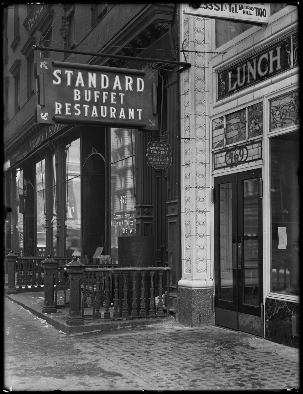 Standard Buffet Restaurant, E. 31. ve 32. Caddeler arasındaki Fourth Avenue, New York City, 6 Şubat 1917 by William Davis Hassler