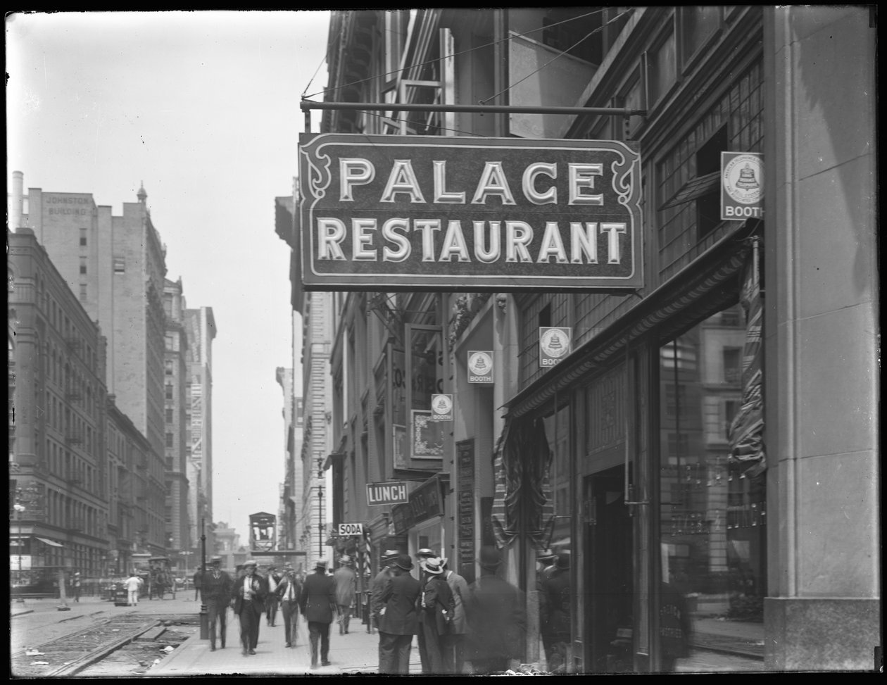 Palace Restaurant, W. 28th Street, New York City, 29 Temmuz 1916 için imzalayın by William Davis Hassler