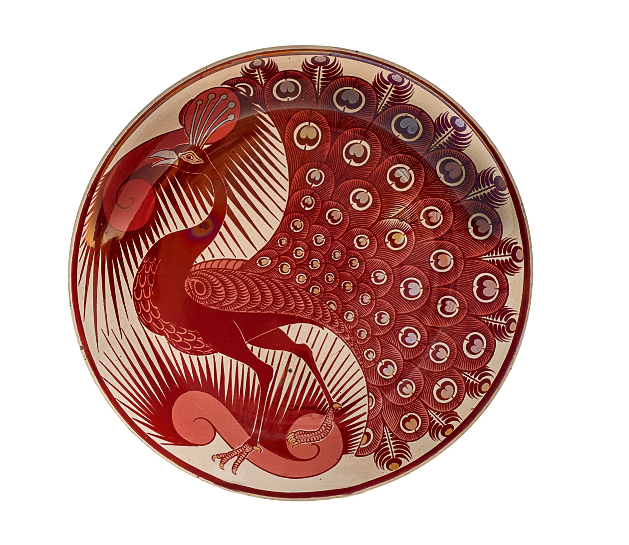 Kırmızı Lustre Tavuskuşu Tabağı by William de Morgan