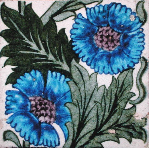 Çiçek desenli karo (seramik) by William de Morgan