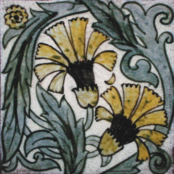 Çiçek desenli karo (seramik) by William de Morgan