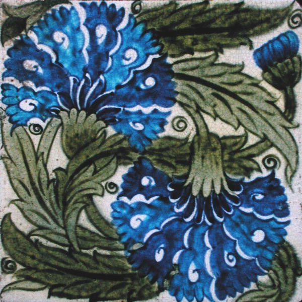 Çiçek desenli karo (seramik) by William de Morgan