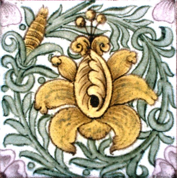 Çiçek desenli karo (seramik) by William de Morgan