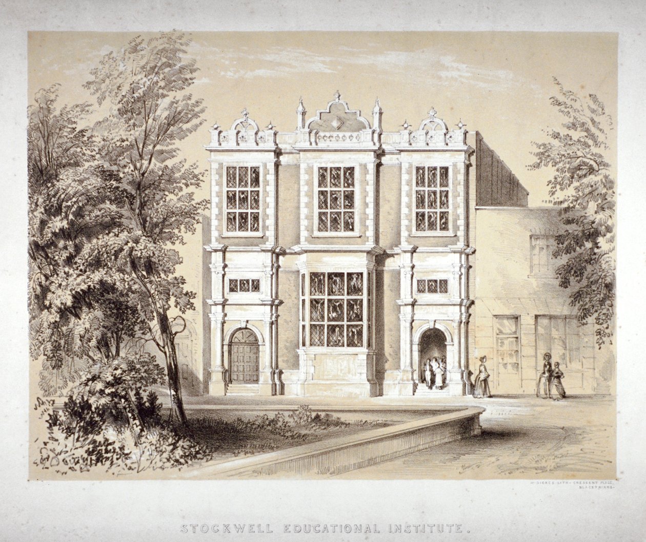 Stockwell Eğitim Enstitüsü, Stockwell, Lambeth, Londra, c1860 by William Dickes