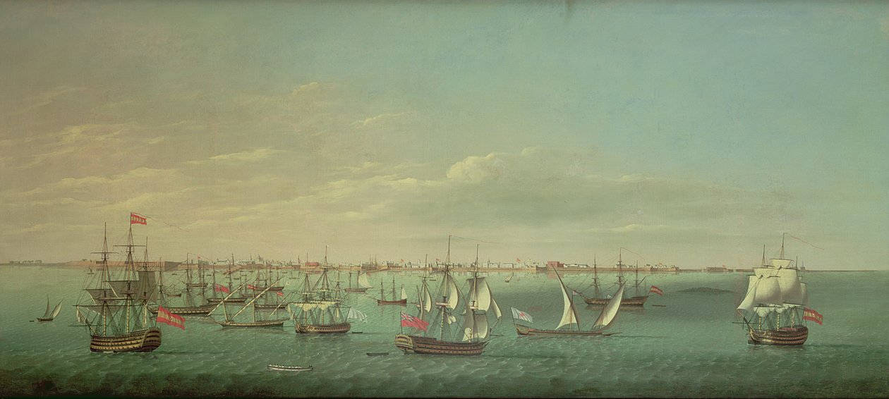 İngiliz, Fransız, Portekizli ve İspanyol tüccarlar ve Cadiz açıklarında savaşanlar by William Dixon