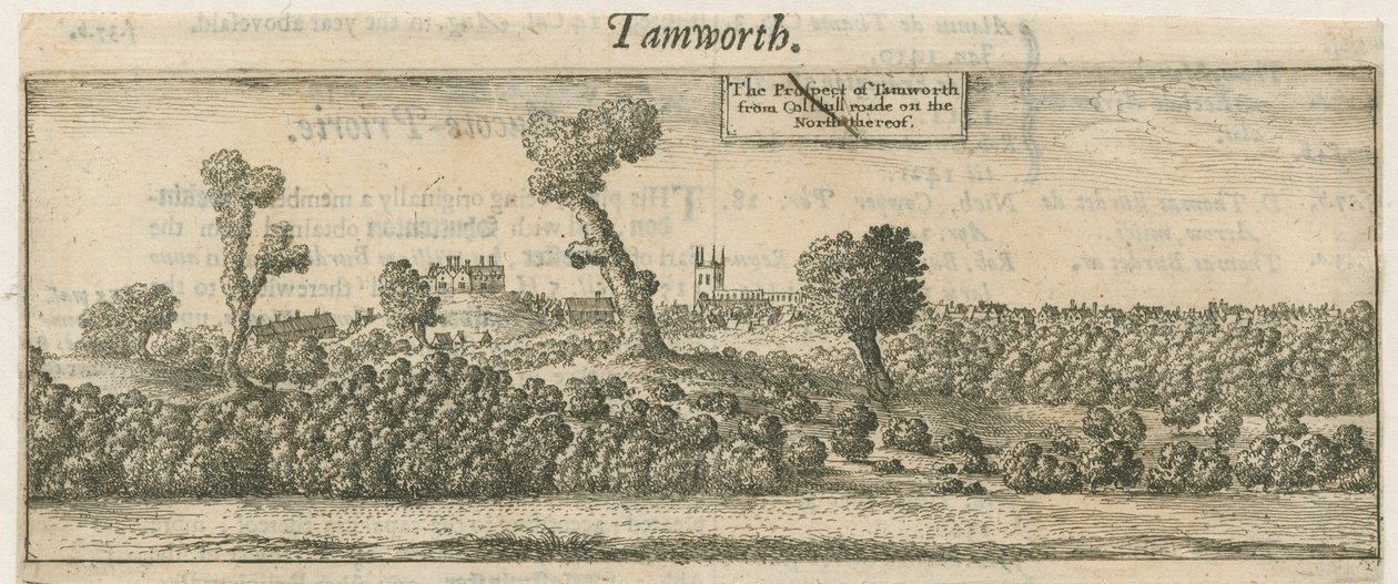 Tamworth - Panorama: bakır levha gravürü ve [17. yüzyıl] by William Dugdale