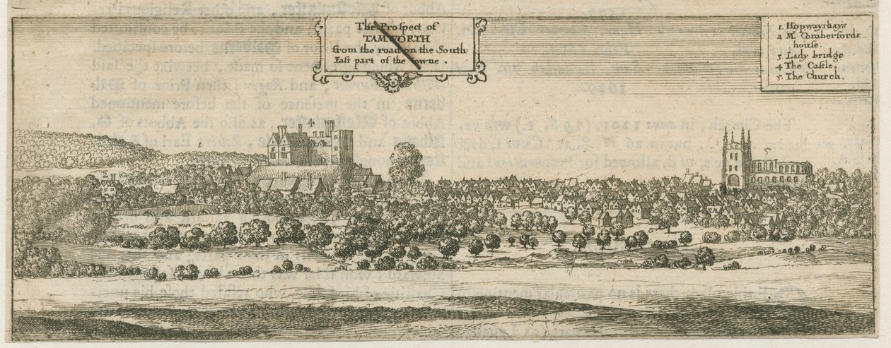 Tamworth - Panorama: gravür ve [17. yüzyıl] by William Dugdale