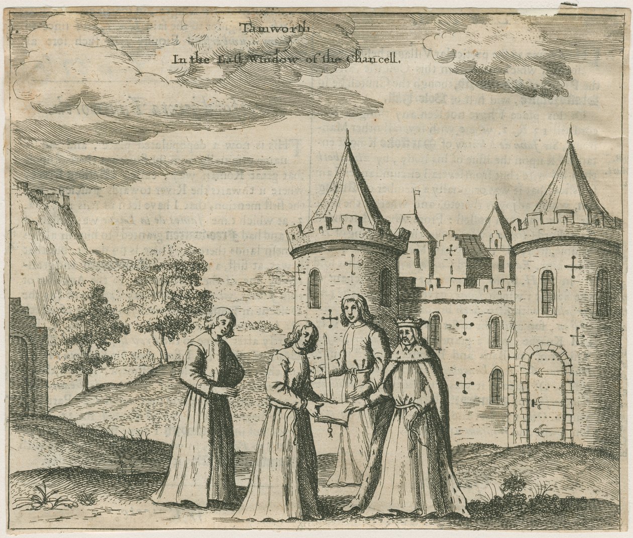 Tamworth Kalesi - Pencere Camı: gravür ve [?17. yüzyıl] (baskı) by William Dugdale