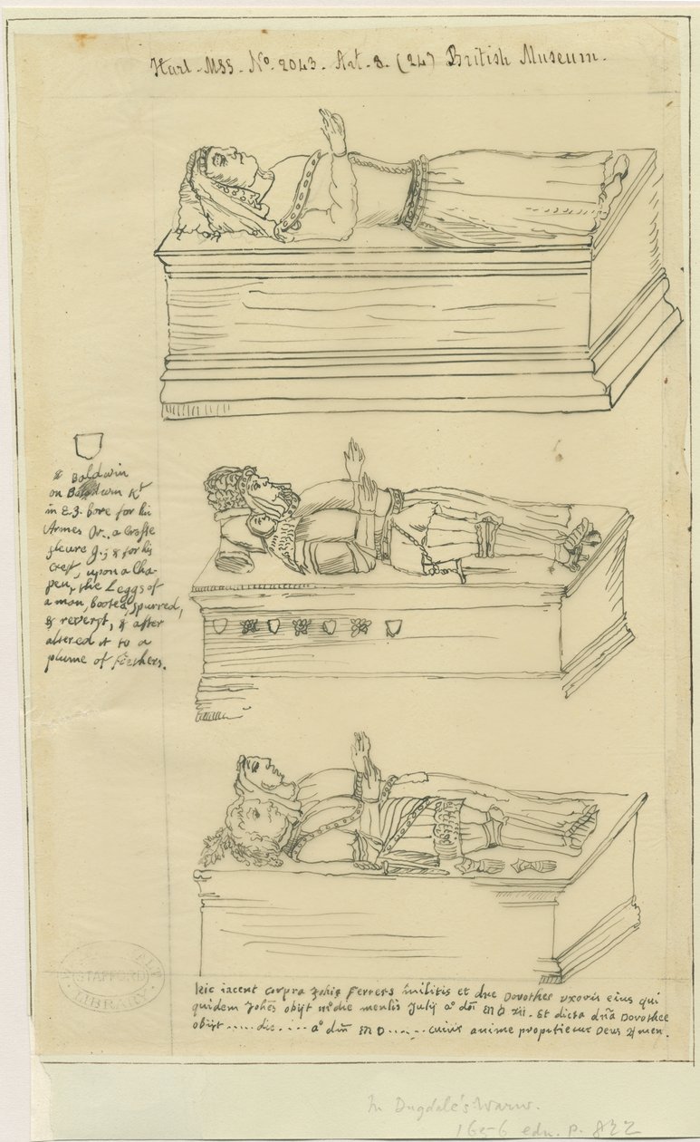 Tamworth Kilisesi - Mezarlar: mürekkeple izleme ve [?17. yüzyıl] (çizim) by William Dugdale