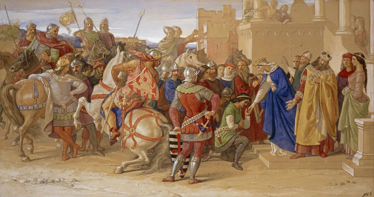 Yuvarlak Masa Şövalyeleri, Kutsal Kâse Görevinde Ayrılmak üzere, 1849 by William Dyce