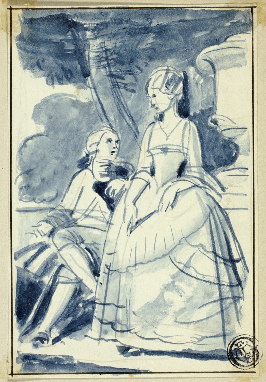 18. Yüzyıl Elbiseli Erkek ve Kadın by William Edward Frost
