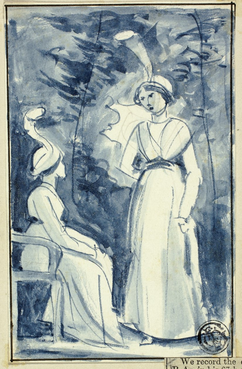 18. Yüzyıl Sonları Elbiseli İki Kadın by William Edward Frost