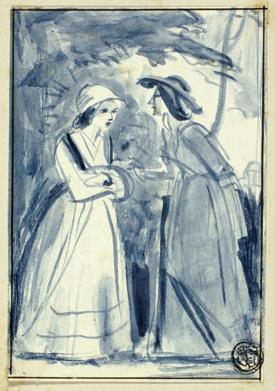 18. Yüzyıl Sonları Elbiseli İki Kadın by William Edward Frost