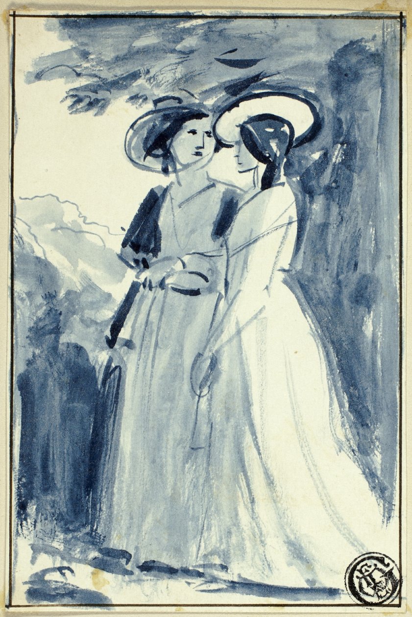 Geç Onsekizinci Yüzyıl Elbiseli İki Kadın by William Edward Frost