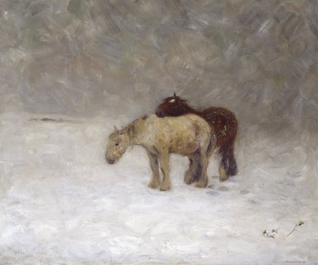 Bir Kar Fırtınası, 1891 dolayları (tuval üzerine yağlı boya) by William Edward Stott