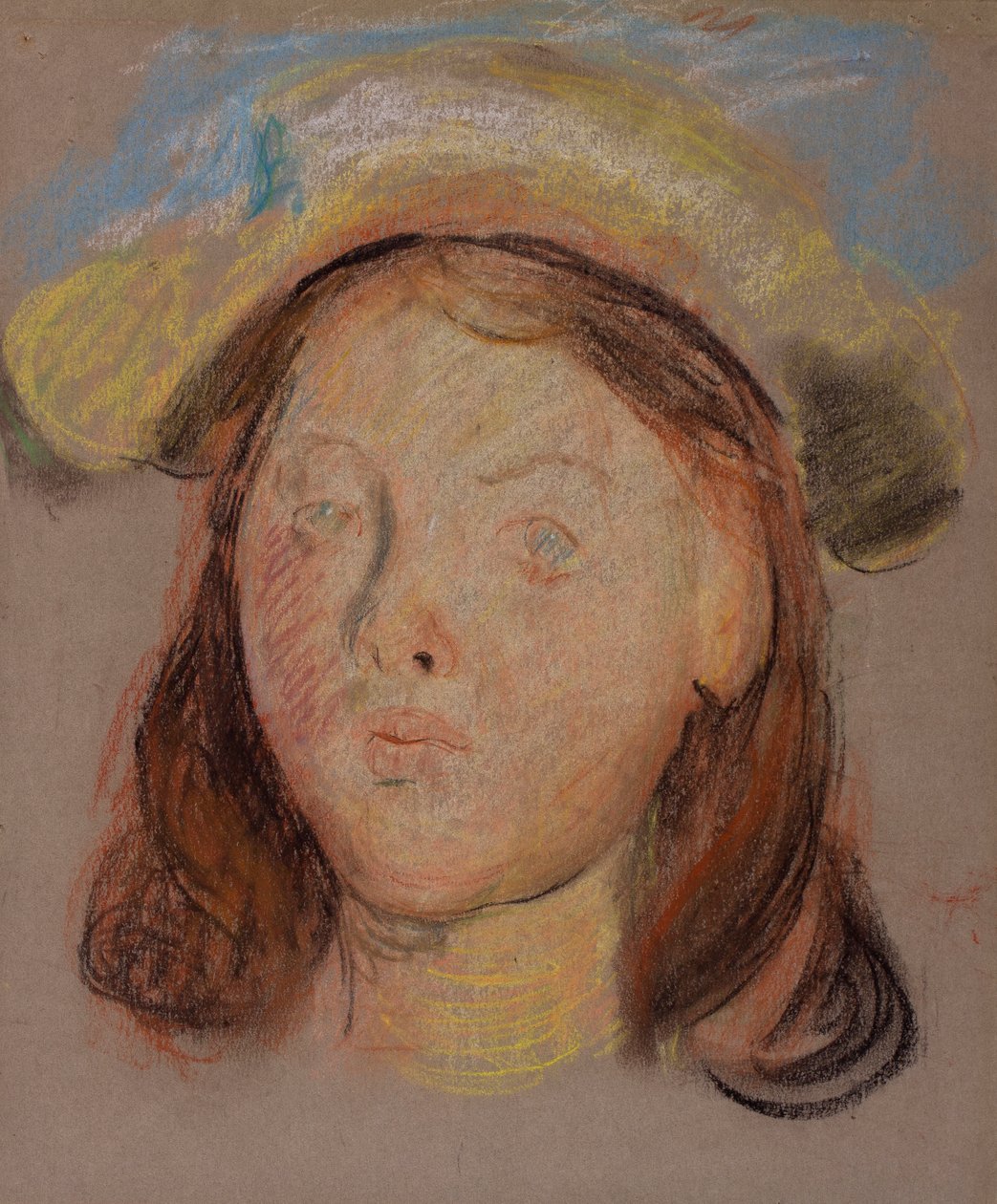 Bir kızın başı (kağıt üzerinde kömür ve pastel) by William Edward Stott