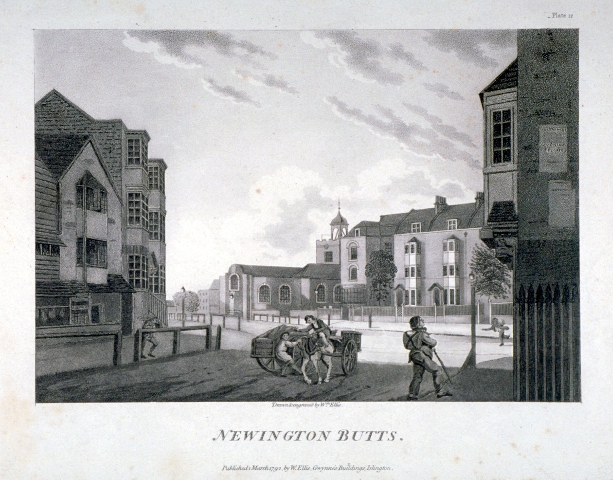 Newington Butts, Southwark, Londra, 1792. by William Ellis