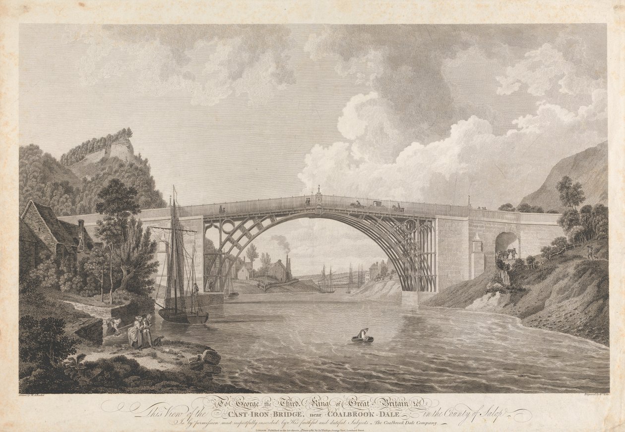 Coalbrookdale yakınlarındaki Dökme Demir Köprü'nün görünümü by William Ellis