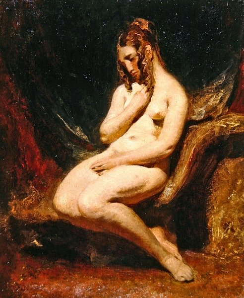 Yandan çıplak kadın (değirmen tahtasında yağ) by William Etty