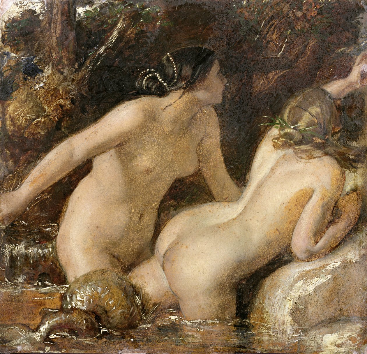 Deniz Canavarı olan Periler (kağıt üzerinde yağlı boya) by William Etty