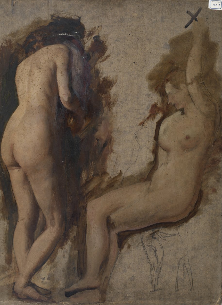 Figür Kompozisyonu Çalışması - İki Çıplak Kadın by William Etty