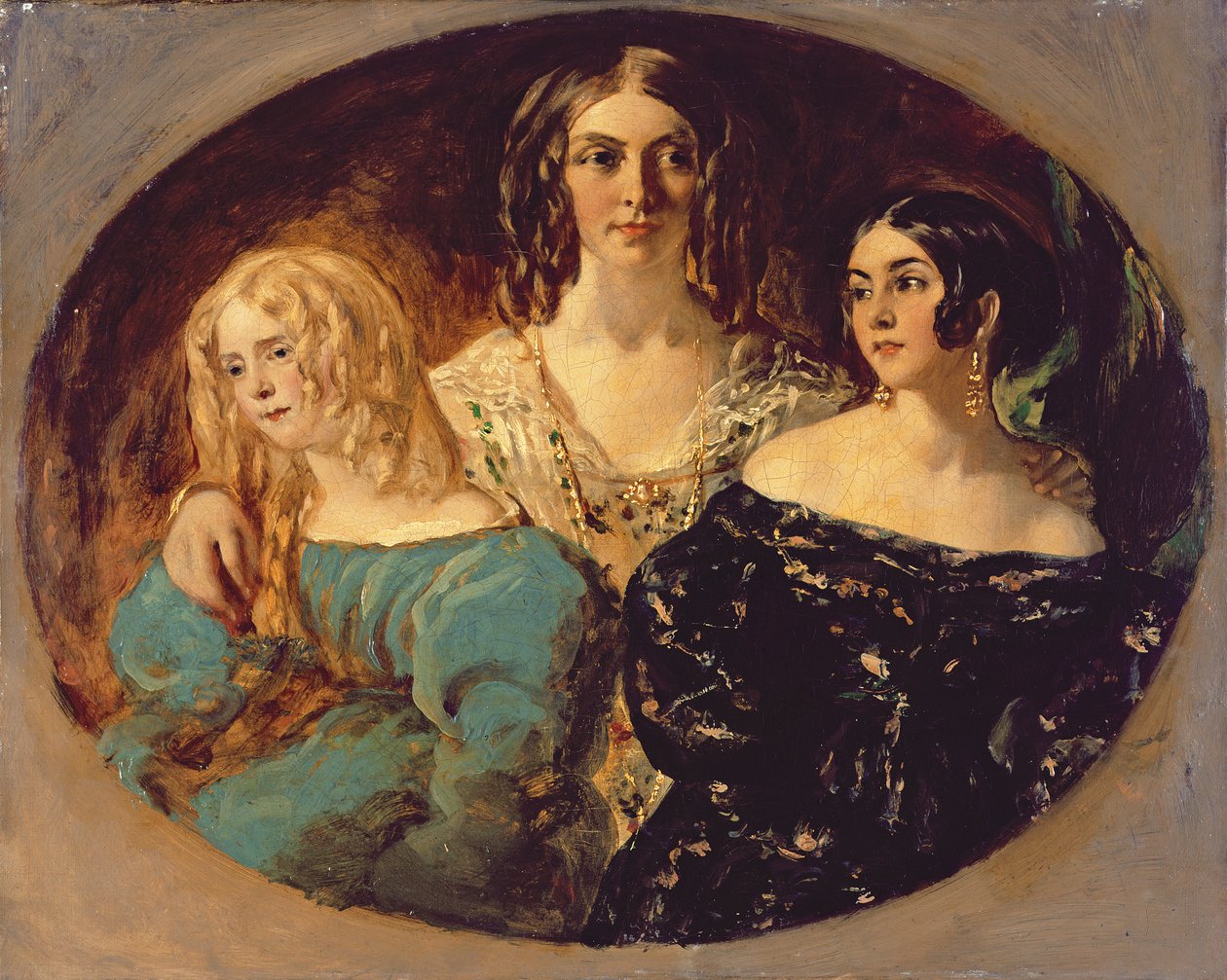 Saygıdeğer Bayan Caroline Norton ve Kız Kardeşleri, 1847 dolayları (tuval üzerine yağlı boya) by William Etty