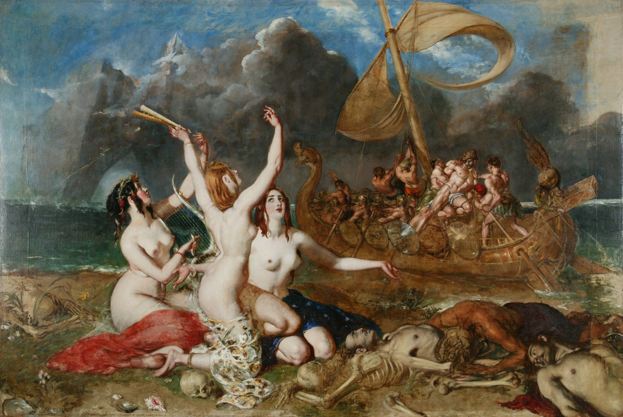 Sirenler ve Ulysses, 1837 dolayları (tuval üzerine yağlıboya) by William Etty
