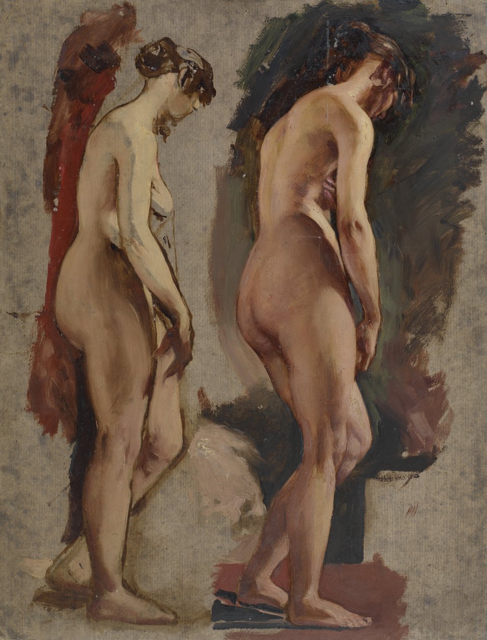 İki tam boy ayakta Çıplak Kadın, sağa dönmüş, 1815-45 by William Etty