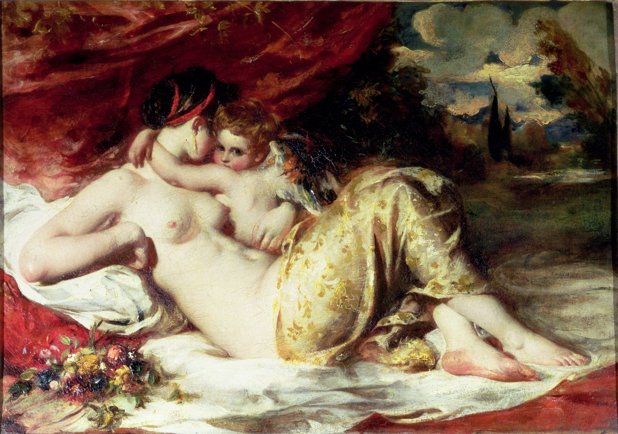 Venüs ve Aşk Tanrısı, c.1830 (tuval üzerine yağlıboya) by William Etty