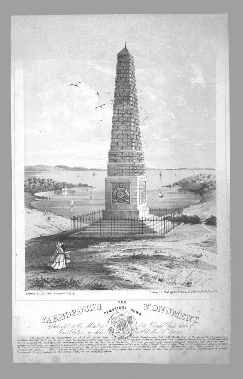 Yarborough Anıtı, Bembridge Down, 19. yüzyılın sonlarında. by William Evans