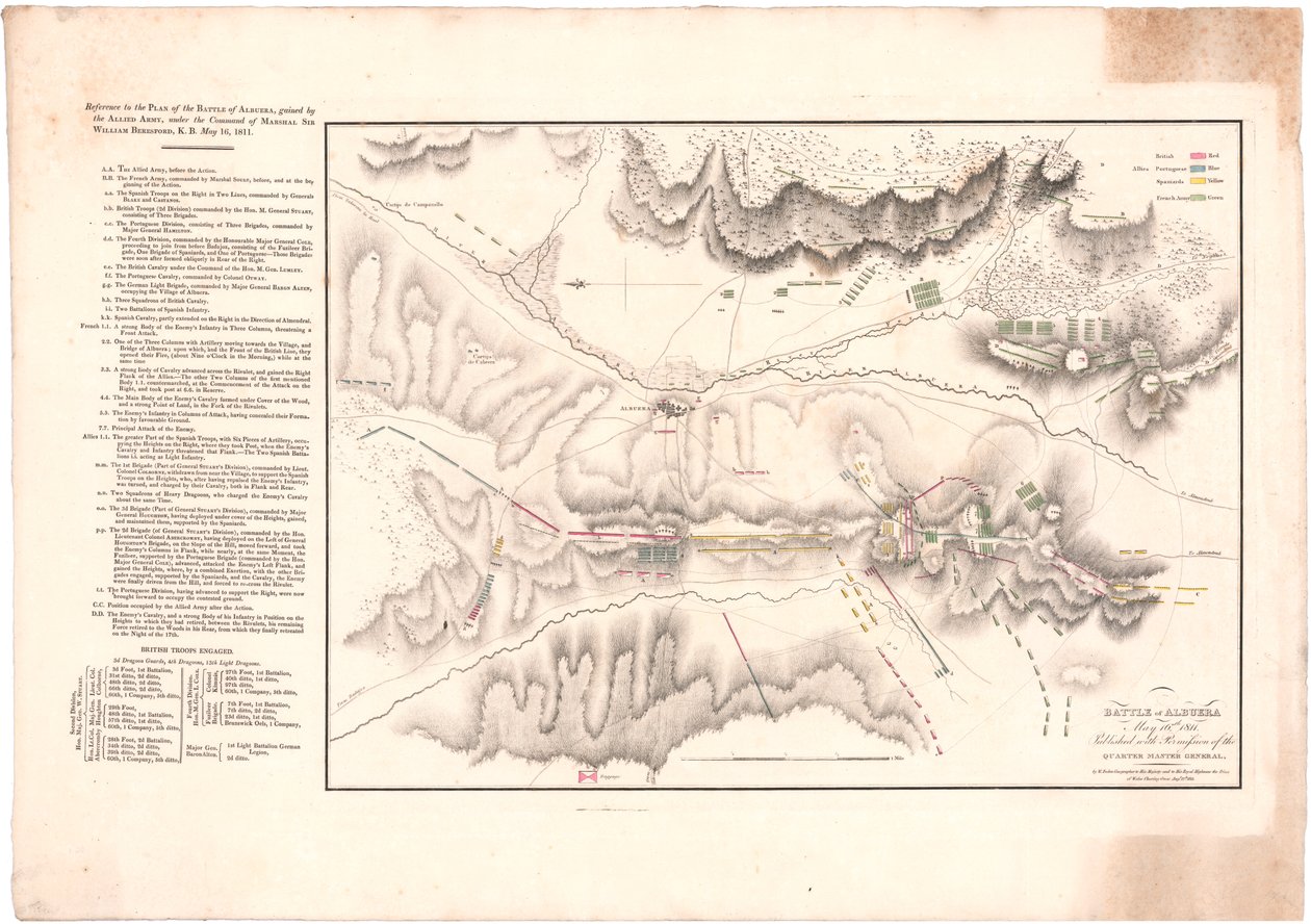 Albuera Savaşı'nı gösteren bir Plan by William Faden