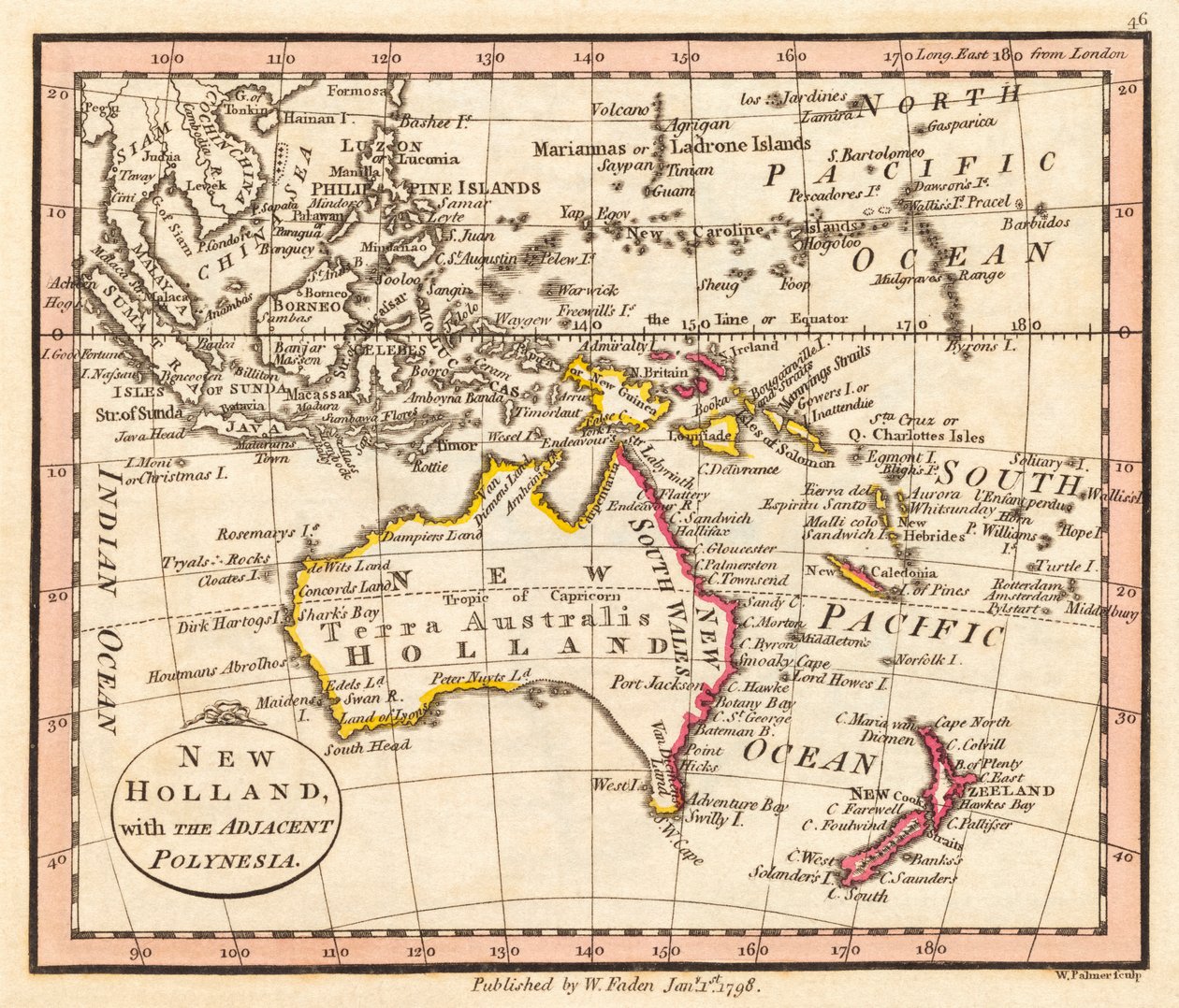 Avustralya ve Yeni Zelanda. Yeni Hollanda. Harita. by William Faden