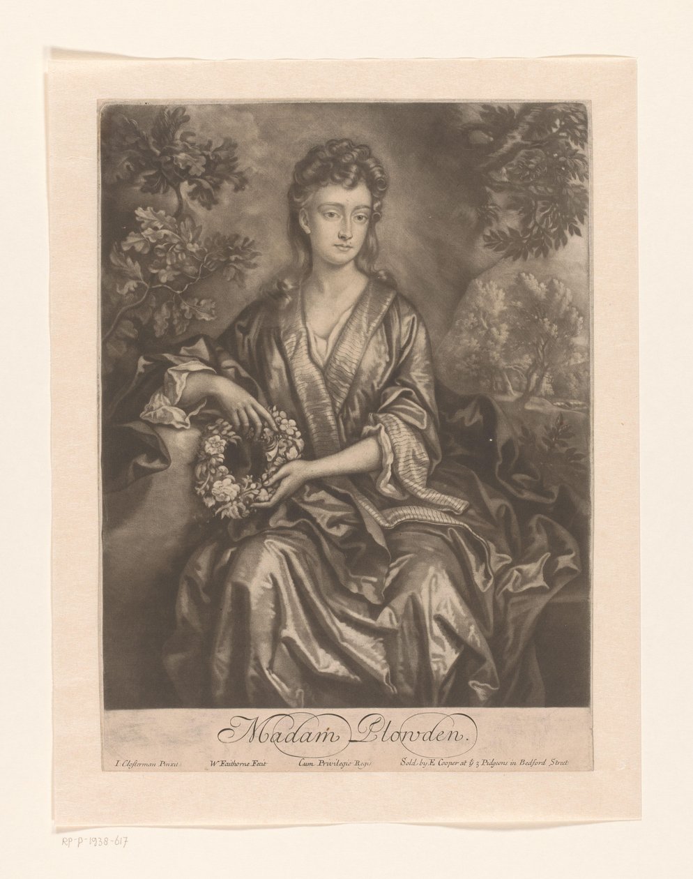 Portret van Sarah Chicheley Madam Plowden (nesnedeki başlık) by William Faithorne (I)