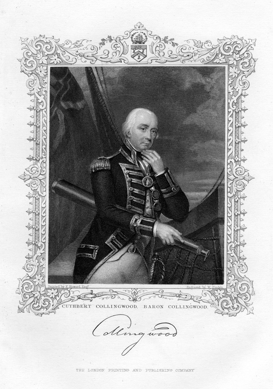 Cuthbert Collingwood, 1 Baron Collingwood, Kraliyet Donanması İngiliz amirali, 19. yüzyıl. by William Finden