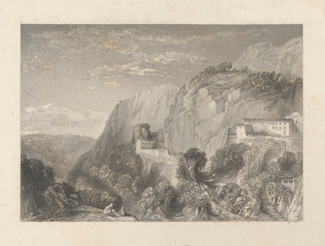 Lübnan Dağı ve St. Antonio Manastırı by William Finden