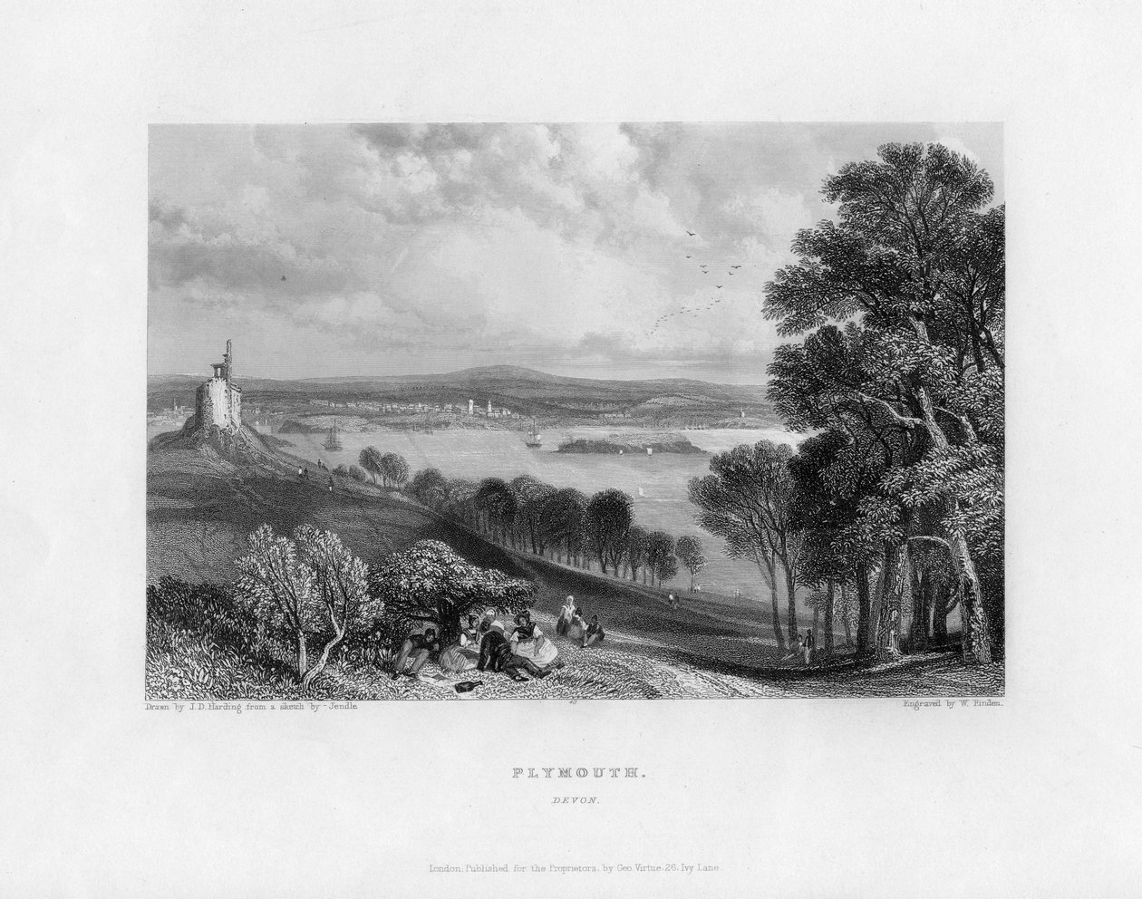 Plymouth, Devon, 19. yüzyıl by William Finden