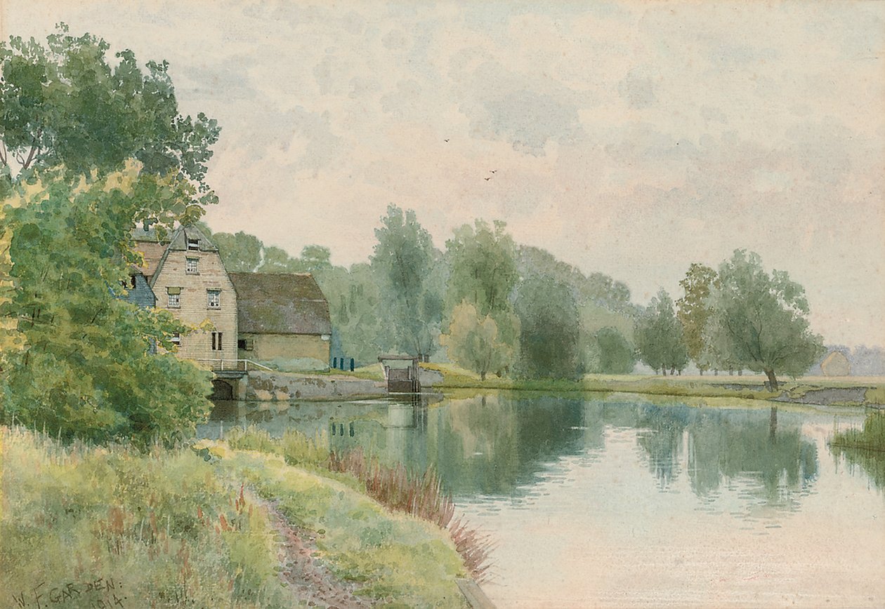 Ouse Nehri üzerindeki Houghton Değirmeni, 1914 by William Fraser Garden