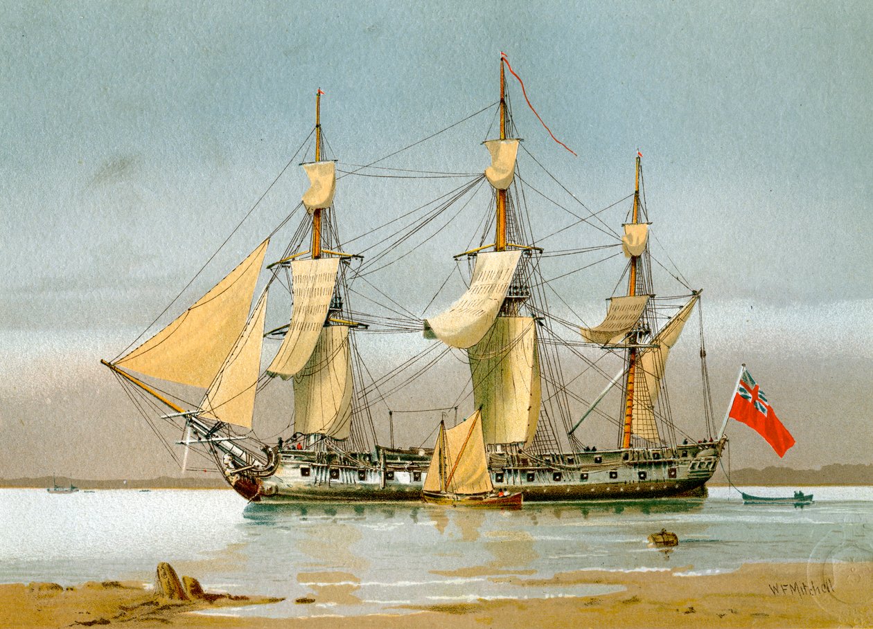 Kraliyet Donanması 42 top firkateyni, c1780 c1890-c1893. by William Frederick Mitchell