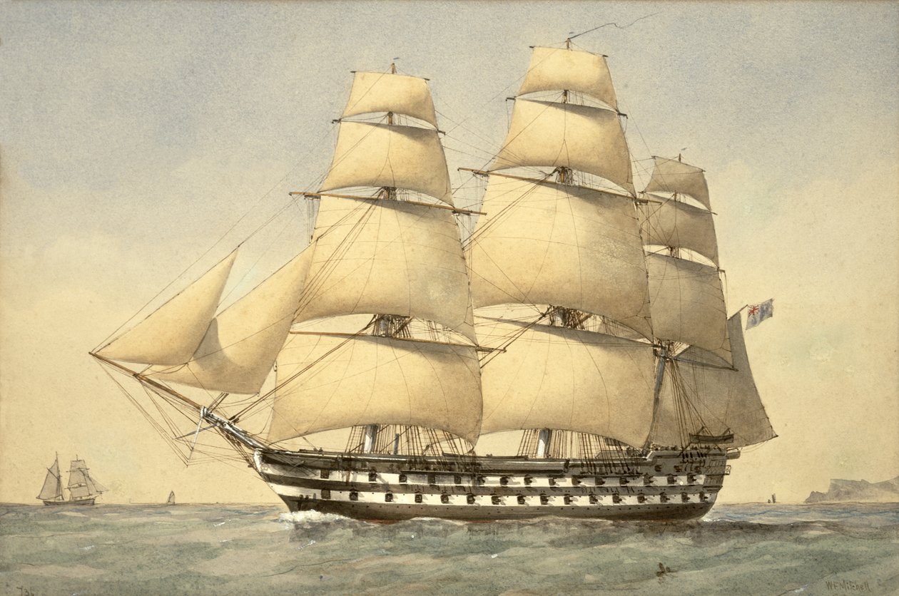 Kıyı açıklarında HMS Bellerophon, 1875 by William Frederick Mitchell