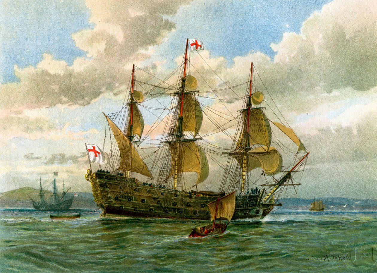 Kraliyet Donanması savaş gemisi, c1650 c1890-c1893. by William Frederick Mitchell
