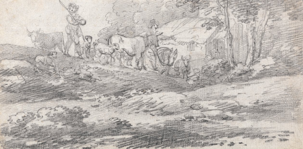 Figürler ve Sığırlarla Manzara by William Frederick Wells