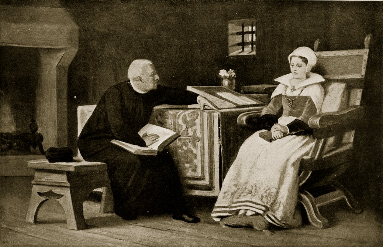 Lady Jane Gray hapishanede, 'Hutchinson's Story of the British Nation'dan bir çizim, c.1923 by William Frederick Yeames