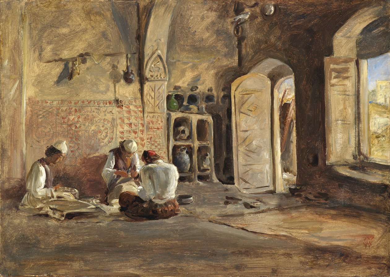 İç, Cezayir (tuval üzerine serilmiş kağıt üzerine yağlı boya) by William Gale
