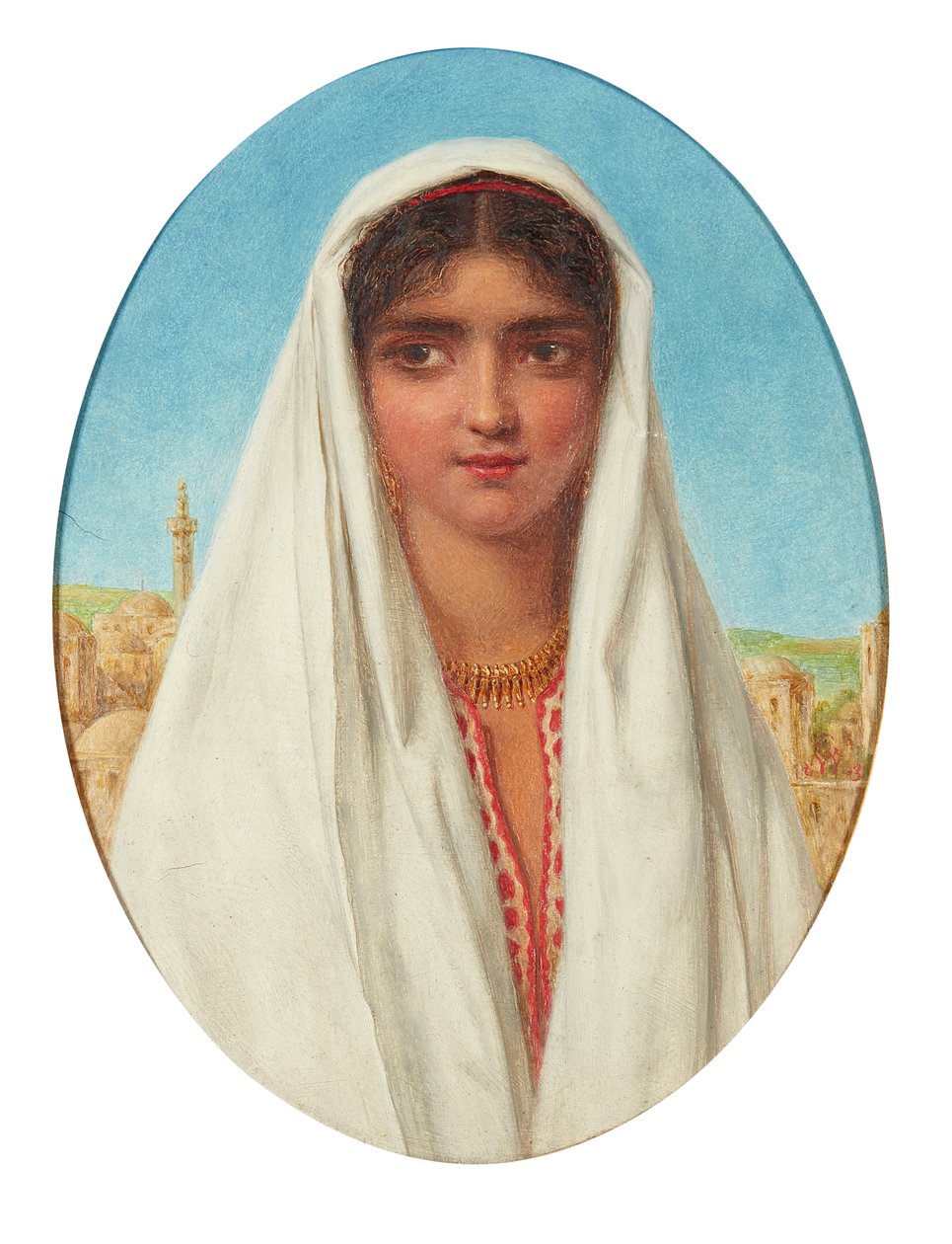 Bir Arap Kızın Portresi (panelde yağlı boya) by William Gale