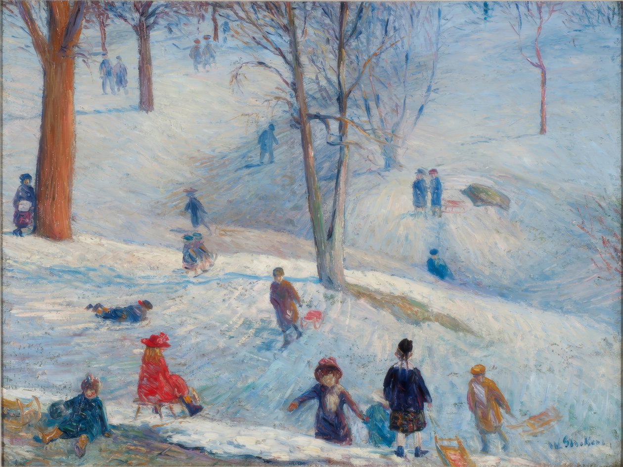Kızakla kayma, Central Park by William Glackens
