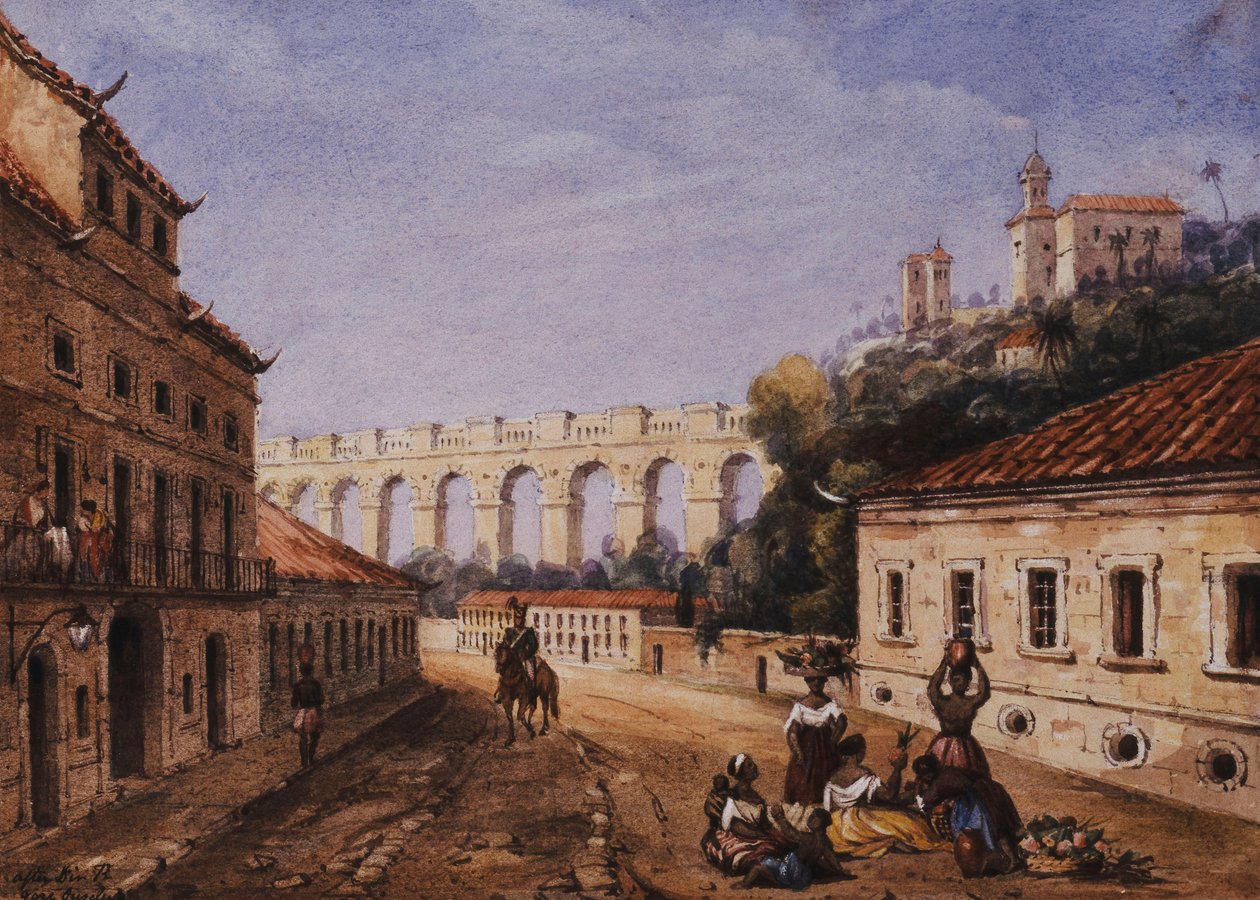 Su Kemeri ve St Teresa Manastırı, Matacaballos Caddesi, Rio de Janeiro, by William Gore Ouseley