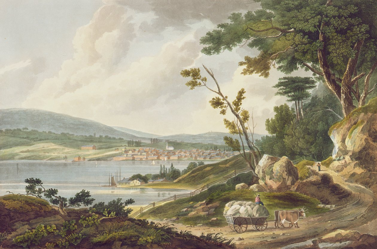 Newburg, Hudson Nehri Portföyünden No.14, J. Hill tarafından oyulmuş, 1821-25 by William Guy Wall