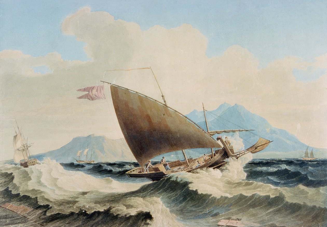 Lipari Adası ve Malta Speronare manzarası by William H. Burnett