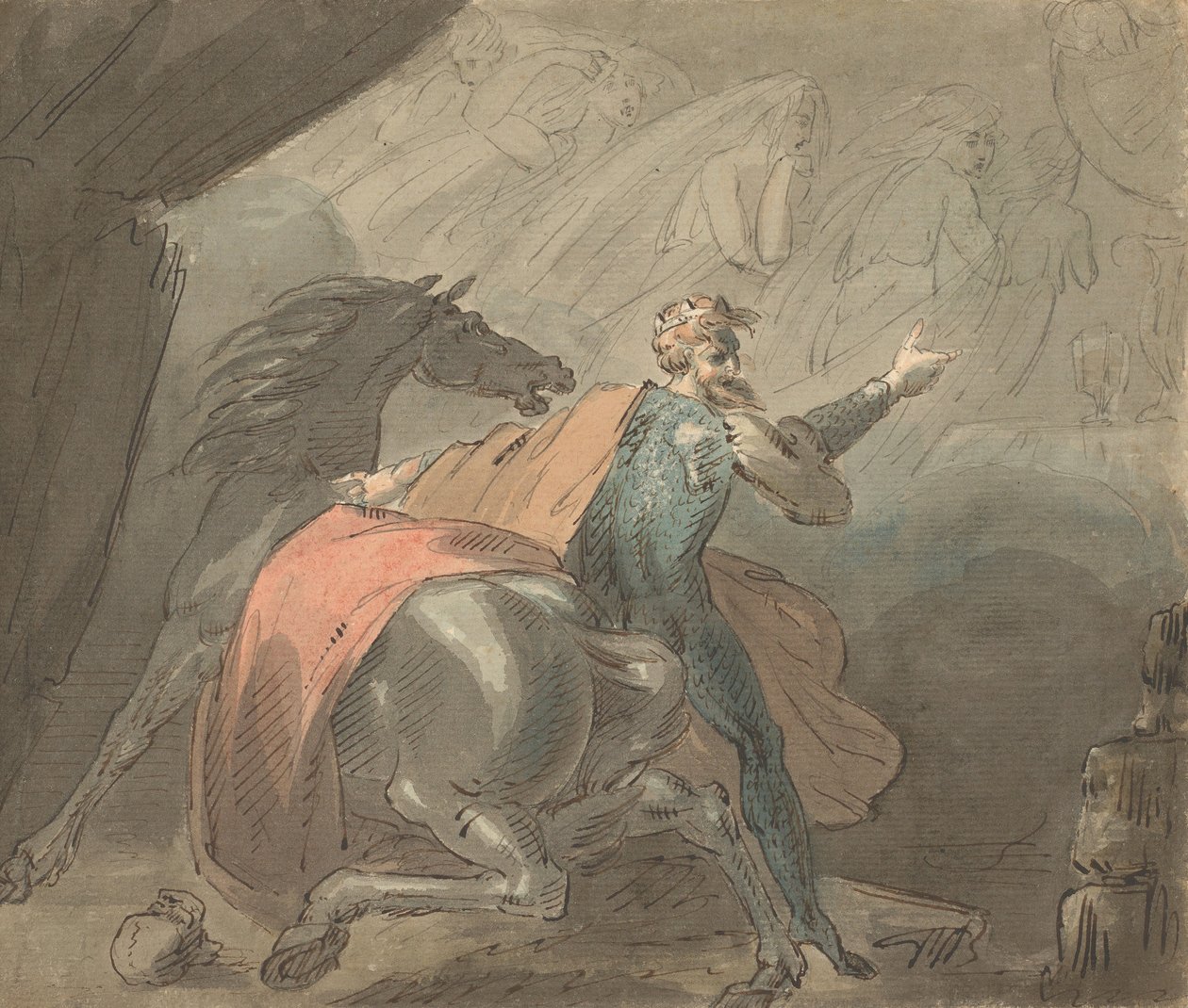 Hayalet Kadınlarla Bir Kral ve Bir At, 1770-80. by William Hamilton