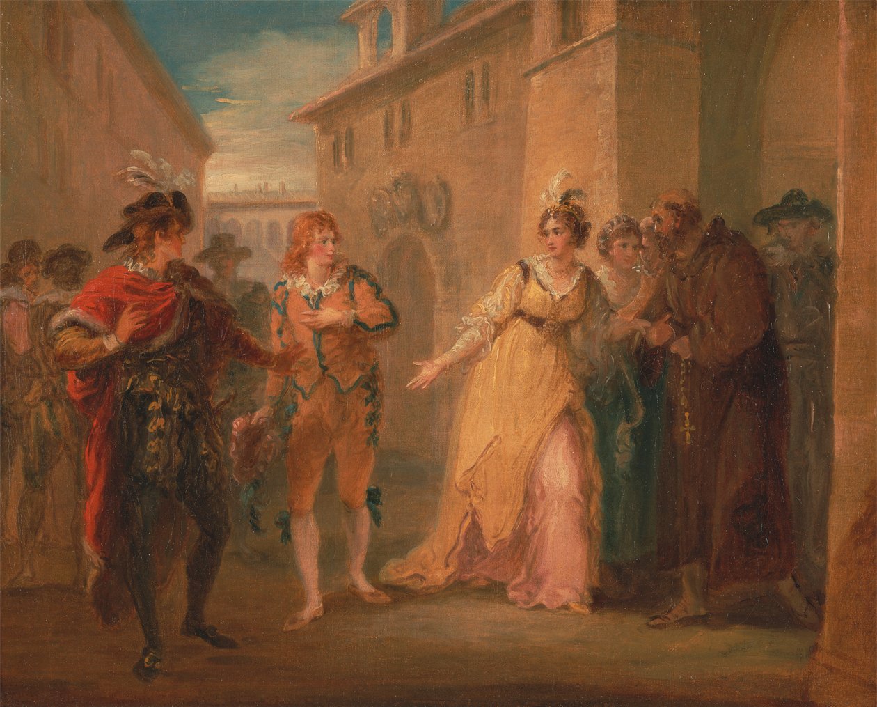 Olivia'nın "Onikinci Gece" V. Perde, Sahne i'deki nişanının ifşası by William Hamilton